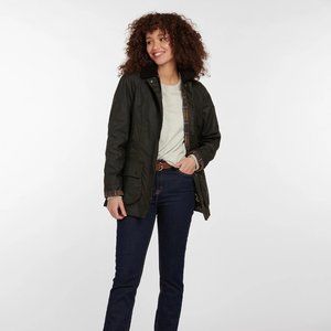 USED Barbour Classic Beadnell® Wax Jacket, Color Olive, Size 6